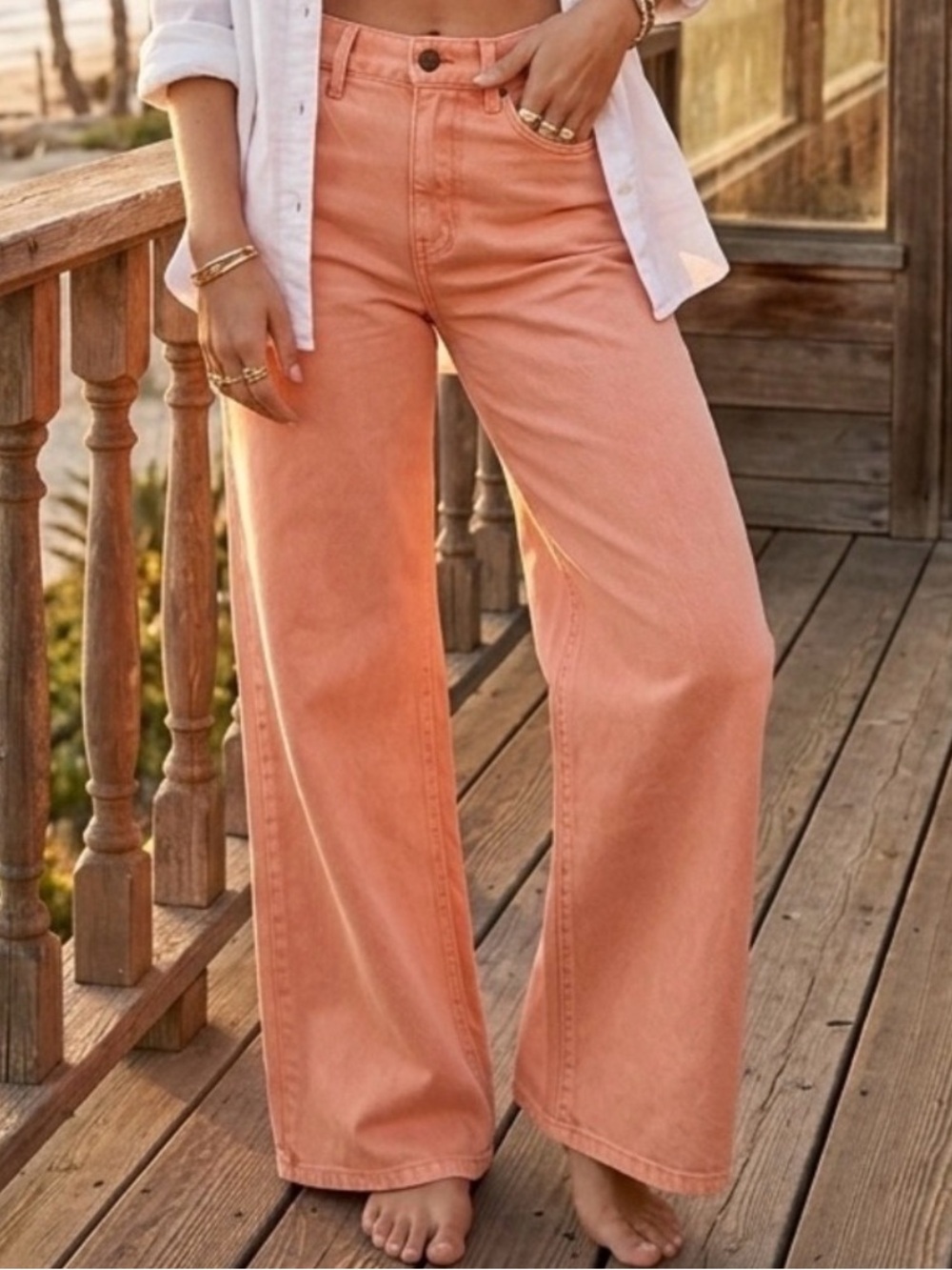 SLVRLAKE Grace Ankle Wide Leg Jeans Pink Peach Pastel NWOT Premium Denim 28